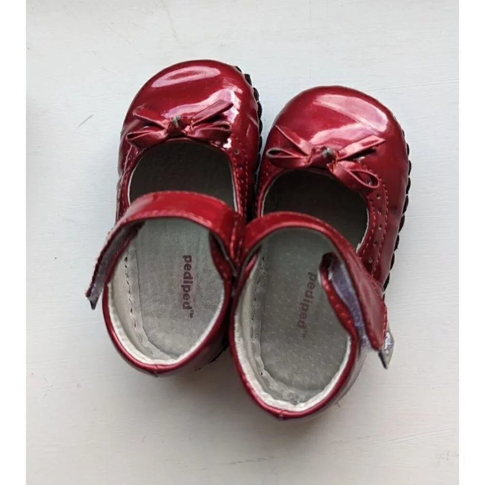 Pediped Toddler Girl Patent Leather Red Dress Shoes 6-12M